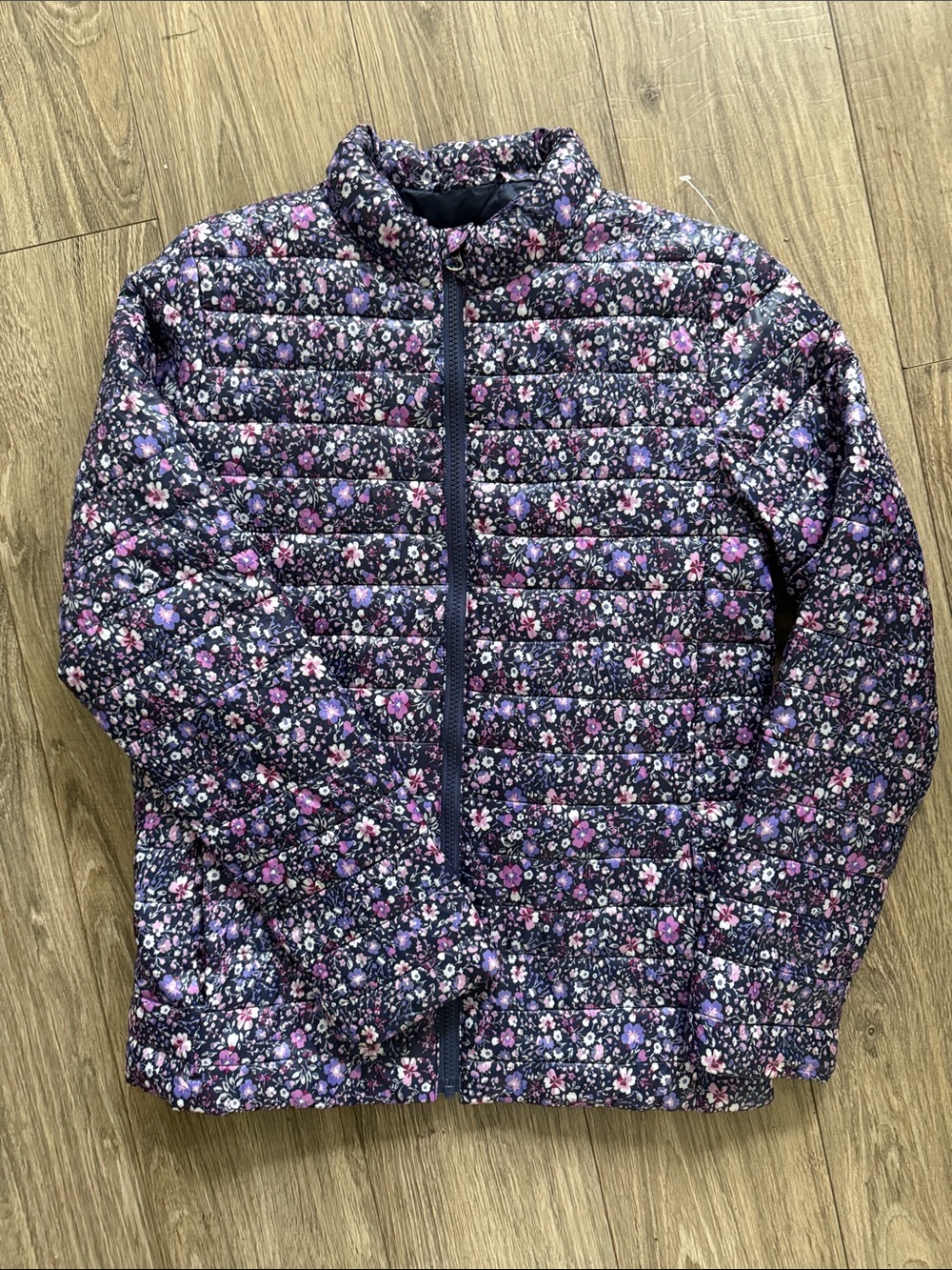 Lands' End Girls' Purple Floral Puffer Jacket 14-16 years